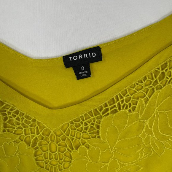 Torrid Strappy Blouse Size 0 (12/L), Beautiful Bright Mustard Color - Picture 3 of 6